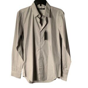 Verno Fashion Mens Gray Dress Shirt‎ Size Large Cotton Blend